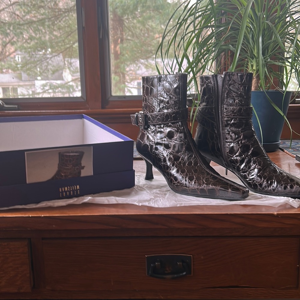 Stuart Weitzman snakeskin booties